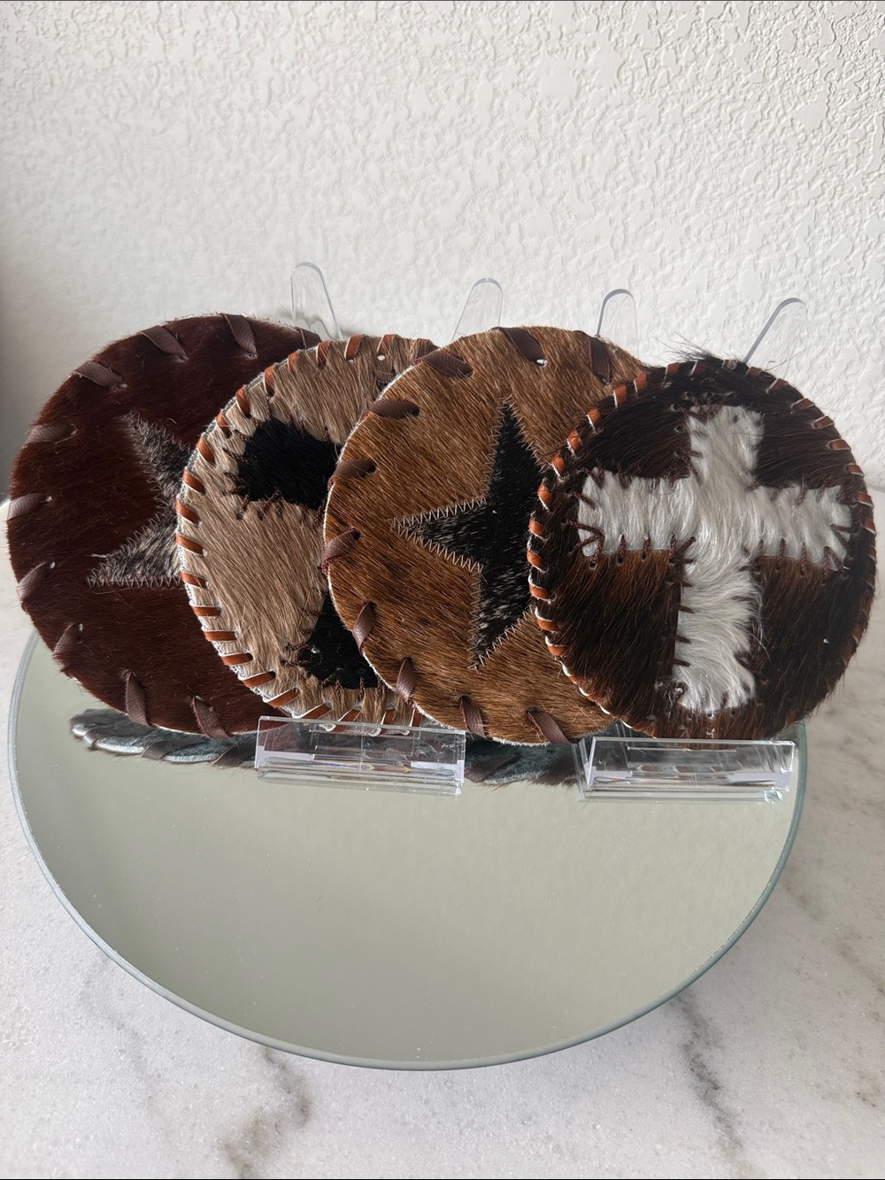 Western Hair-on-Hide Coaster Set of 4-NWT!! 🤠 - Picture 3 of 10